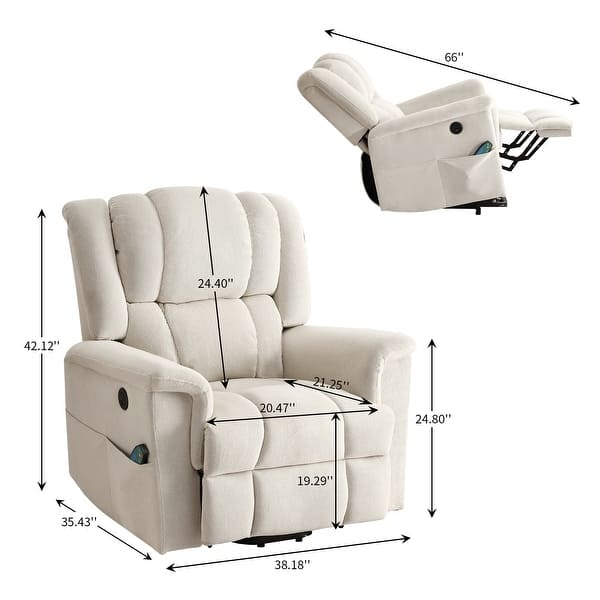 dimension image slide 1 of 3, Power Lift Recliner Chair for Elderly with Heat and Massage,Infinite Position and USB Charge Port