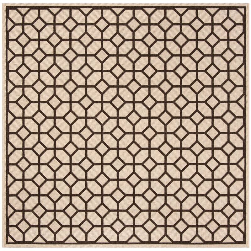 SAFAVIEH Linden Felia Indoor/ Outdoor Waterproof Patio Backyard Rug - 6'7" Square - Natural/Brown