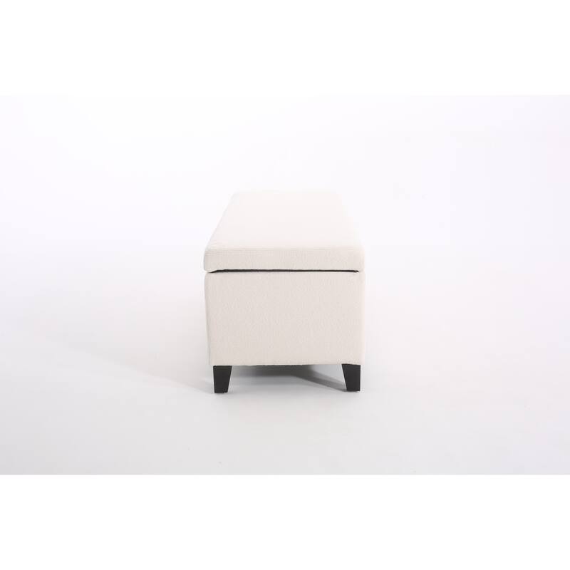 Roomfitters Modern Storage Ottoman Bench with Flip Top and Hidden Compartment, Ideal for Entryway and Living Room, White