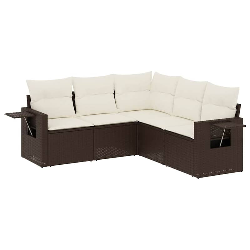 vidaXL Patio Sofa Set with Cushions Outdoor Conversation Furniture Poly Rattan