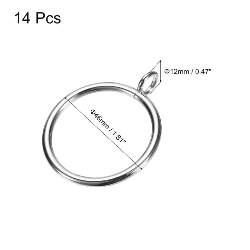 14 PCS Curtain Rod Rings with Eyelets Rings - Silver - 1.5 Inch
