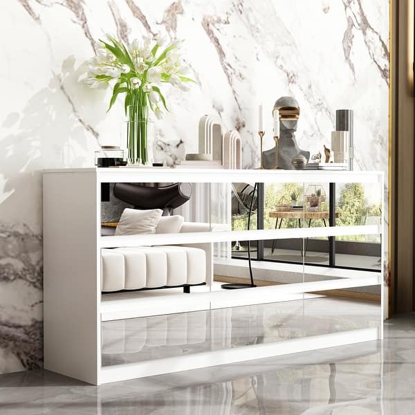 sale white dresser Mason 64" 7-Drawer quality materials Traditional White Dresser with 6