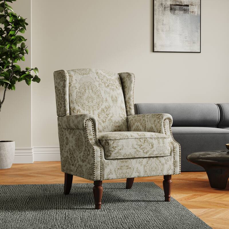 Patterned Upholstered Accent Chair for Living Room