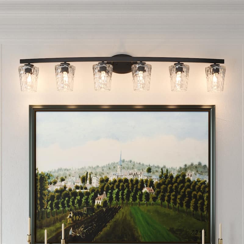 Acroma Modern Bathroom Vanity Light Art Glass Wall Sconce - 6-light - Matte Black