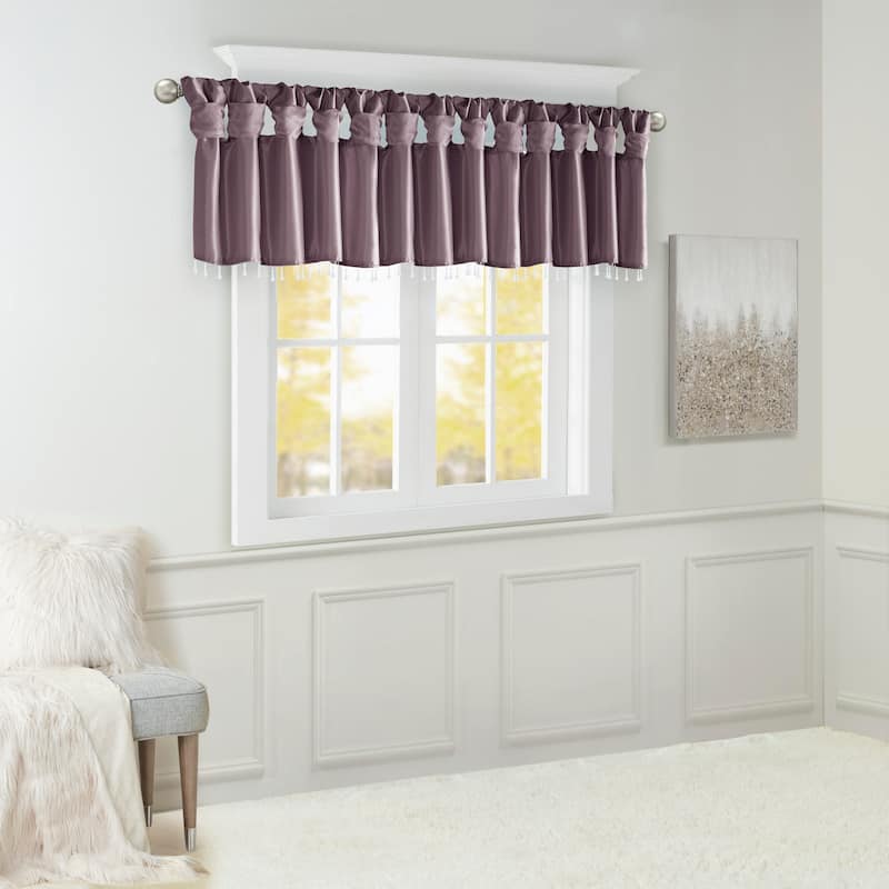 Madison Park Natalie Lightweight Faux Silk Valance with Beads - 50x26"