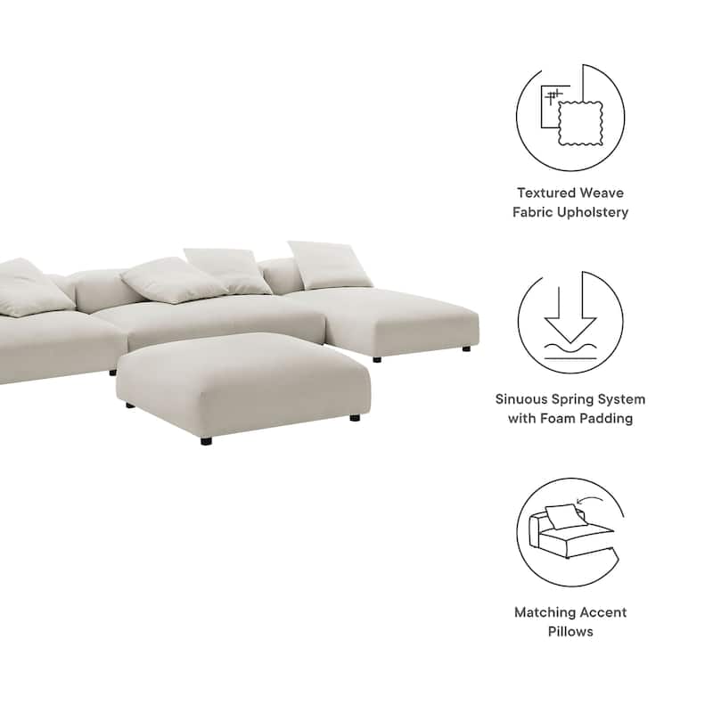 Solace 4-Piece Modular Upholstered Fabric Sectional Sofa