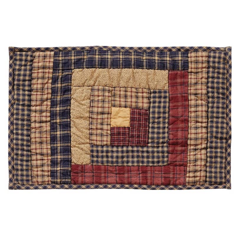 Millsboro Placemat Log Cabin Block Quilted Set of 6 12x18 - Placemat 12x18