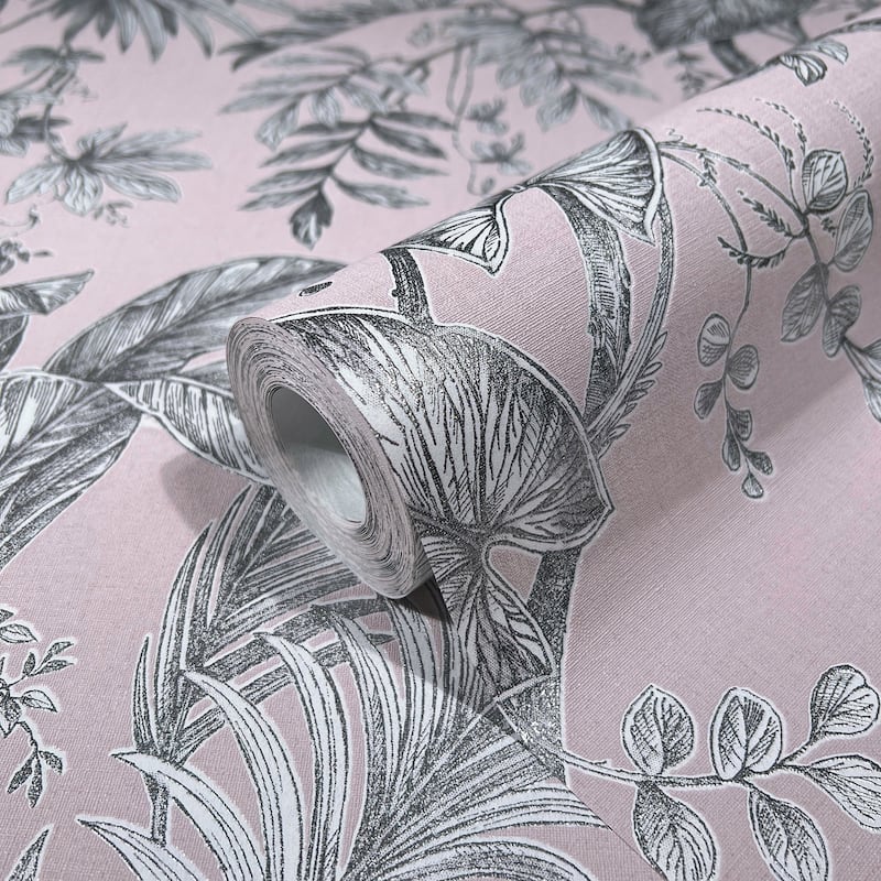 Galerie Wallcoverings Large Palm Leaves And Stems Vinyl on Non-woven Wallpaper Roll