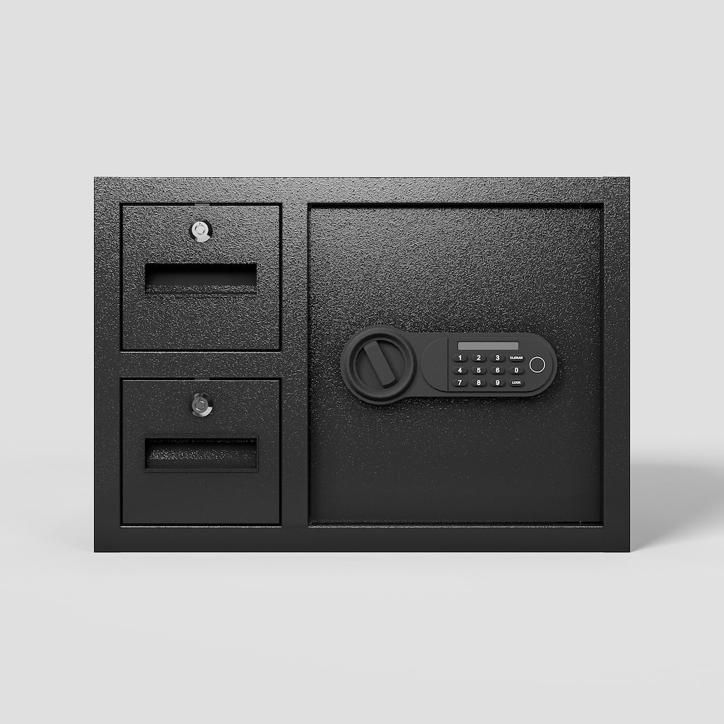 Steel Security Safe and Lock Box with Electronic Keypad - Secure Cash, Jewelry, ID Documents, Black,1.85 Cubic Feet