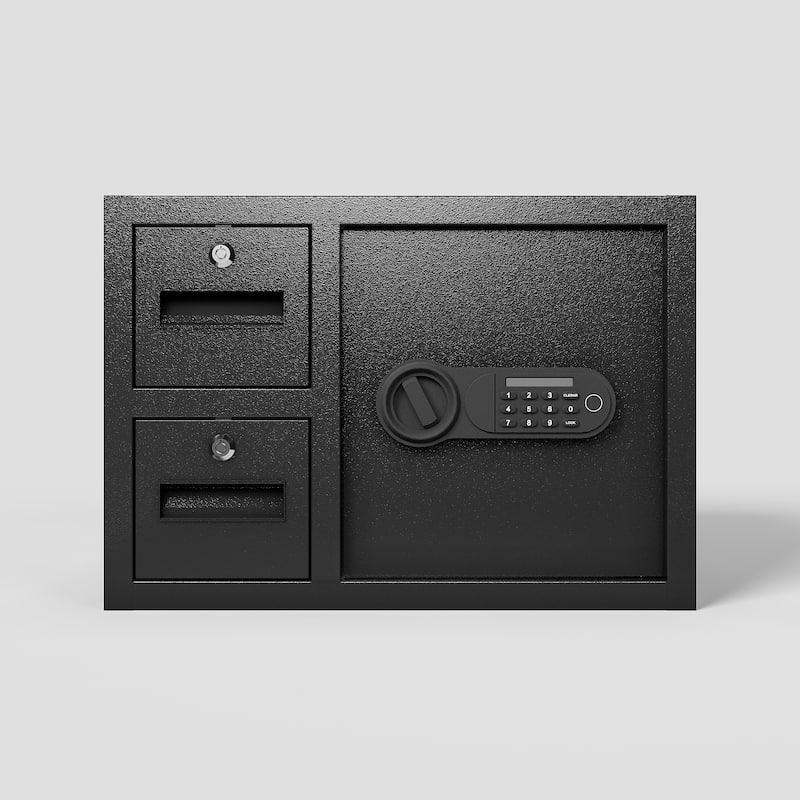 Steel Security Safe and Lock Box with Electronic Keypad - Secure Cash, Jewelry, ID Documents, Black,1.85 Cubic Feet - Black