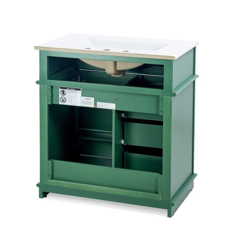 Modern 30-Inch Freestanding Vanity with Ceramic Sink, Soft-Closing Door, Drawers, and Painted Finish