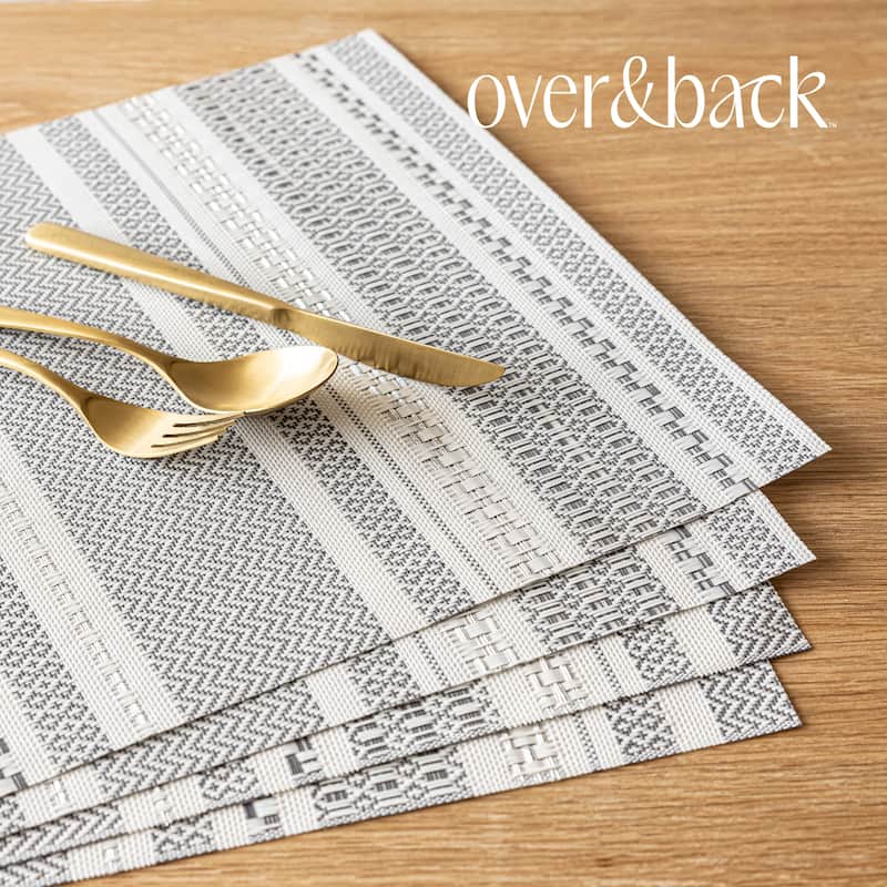 over&back Reversible Woven Placemats - For Indoor & Outdoor Use - Set of 4