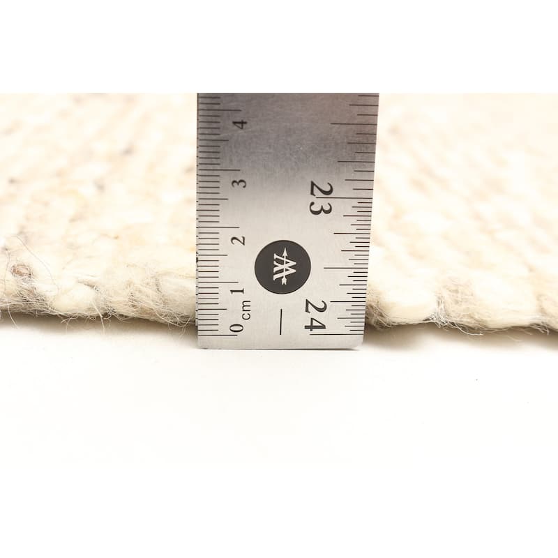 ECARPETGALLERY Braid weave Sienna Beige Wool Rug - 5'0 x 7'11