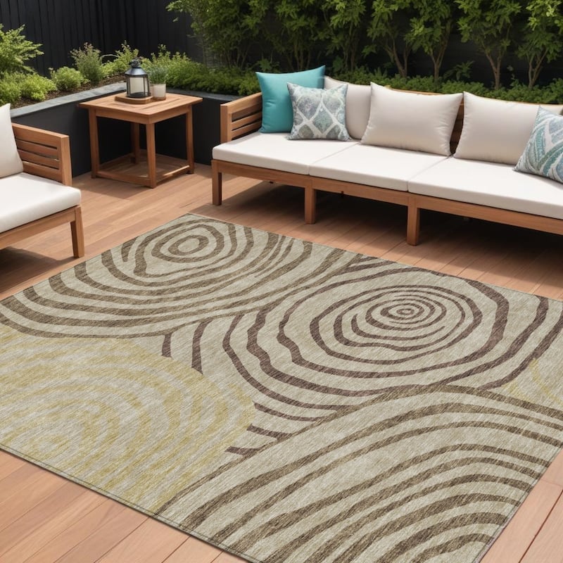 HomeRoots Abstract Transitional Rectangle Outdoor Rug - 9' X 12'