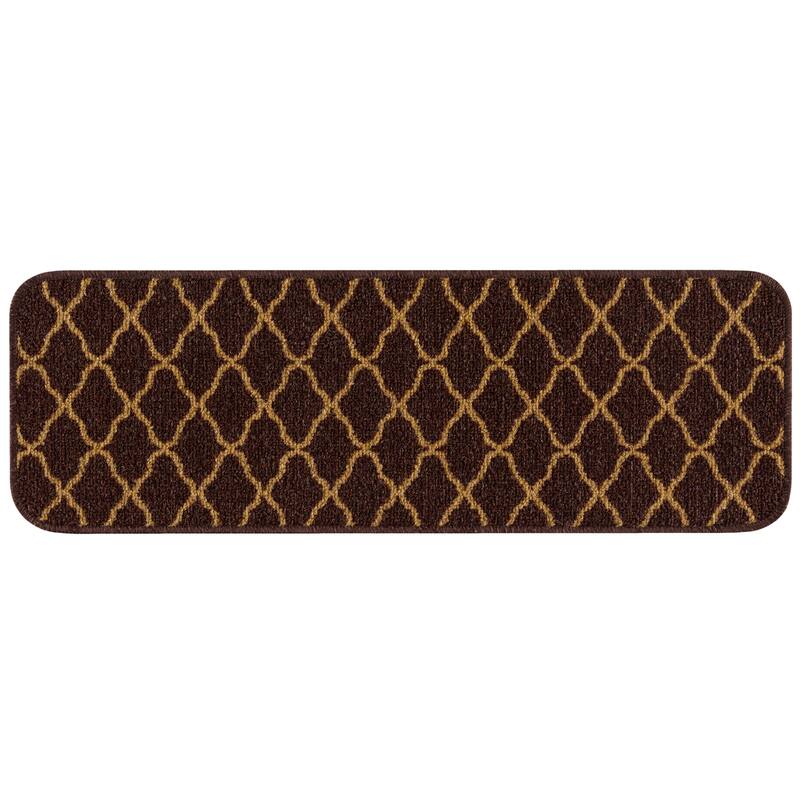 Beverly Rug Non Slip Stair Treads with Anti-Skid Rubber Backing, Trellis Design, 8.5''x 26''