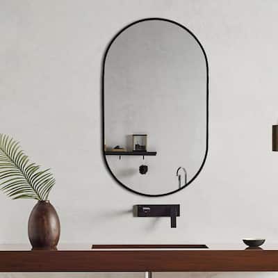 Khristy Black Metal Framed Oval Wall Mirror