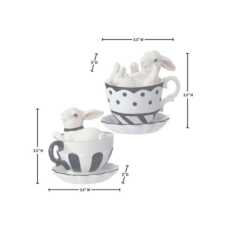 3.5" Resin Bunny Teacup Set of 2