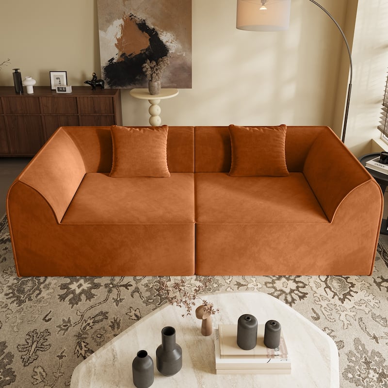 Compressed Memory Foam Sofa with PillowS, 2-Seater Lounger Daybed
