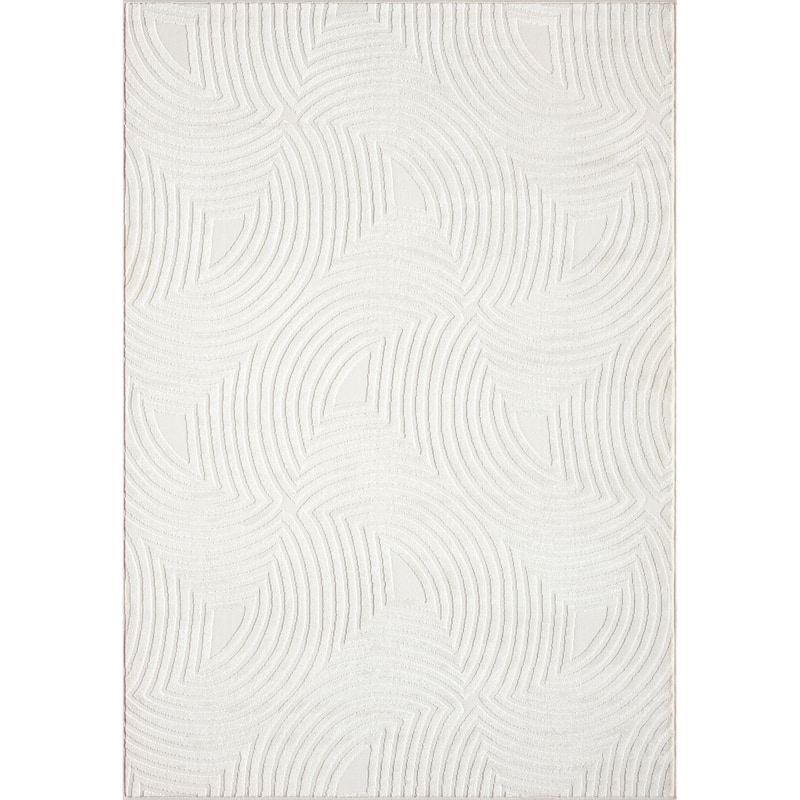 Abani Neutral NTL170A Cream Tone-on-Tone Semi-Circle Geometric Lines Area Rug