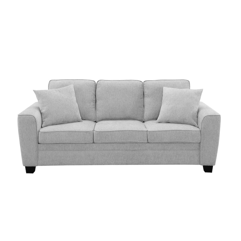 Ashbury 84" Sofa with 2 Pillows, Soft Gray Chenille
