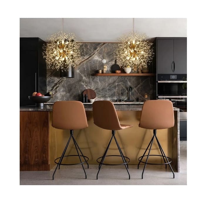 12 Light Modern Gold Sun Fireworks Pendant Crystal Chandelier, 22"