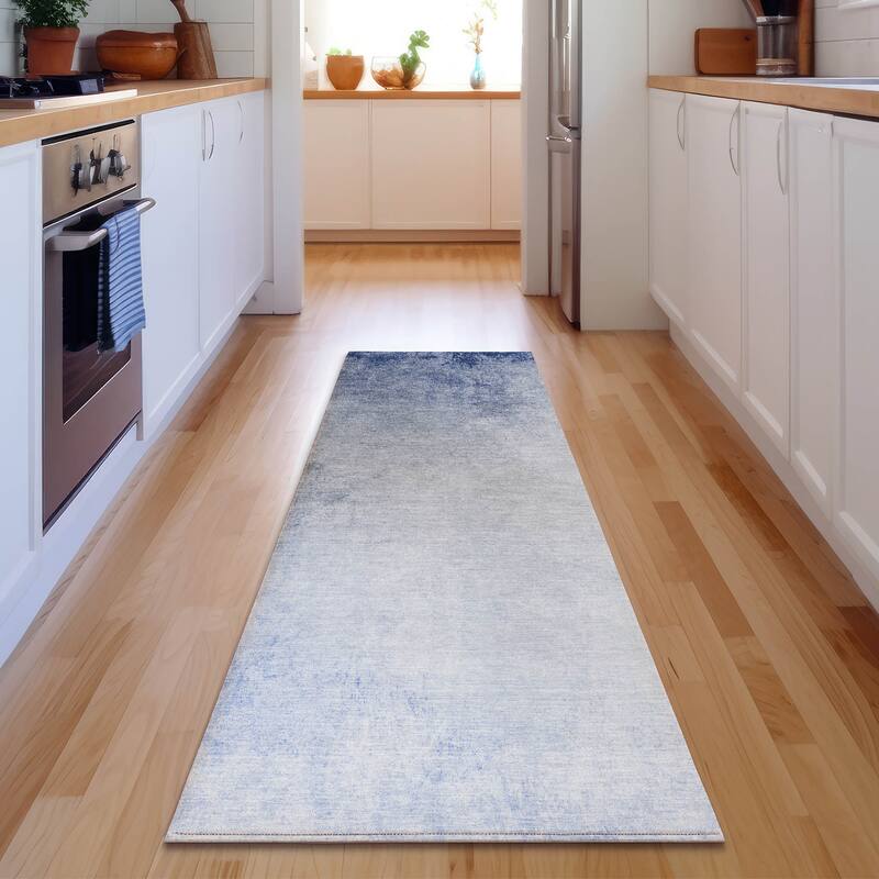Premium Washable Super Soft Solid Ombre Mayfield Rug - Blue - 2' 3" x 7' 6" - Runner
