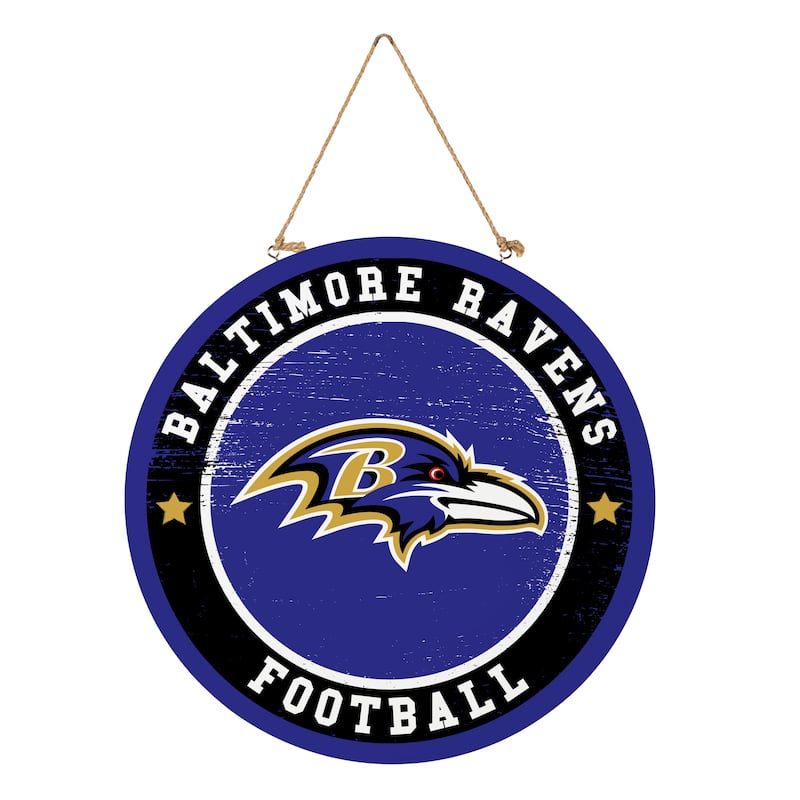 Baltimore Ravens Wooden Door Decor Wall Sign - Multi-Color - 18 x 18
