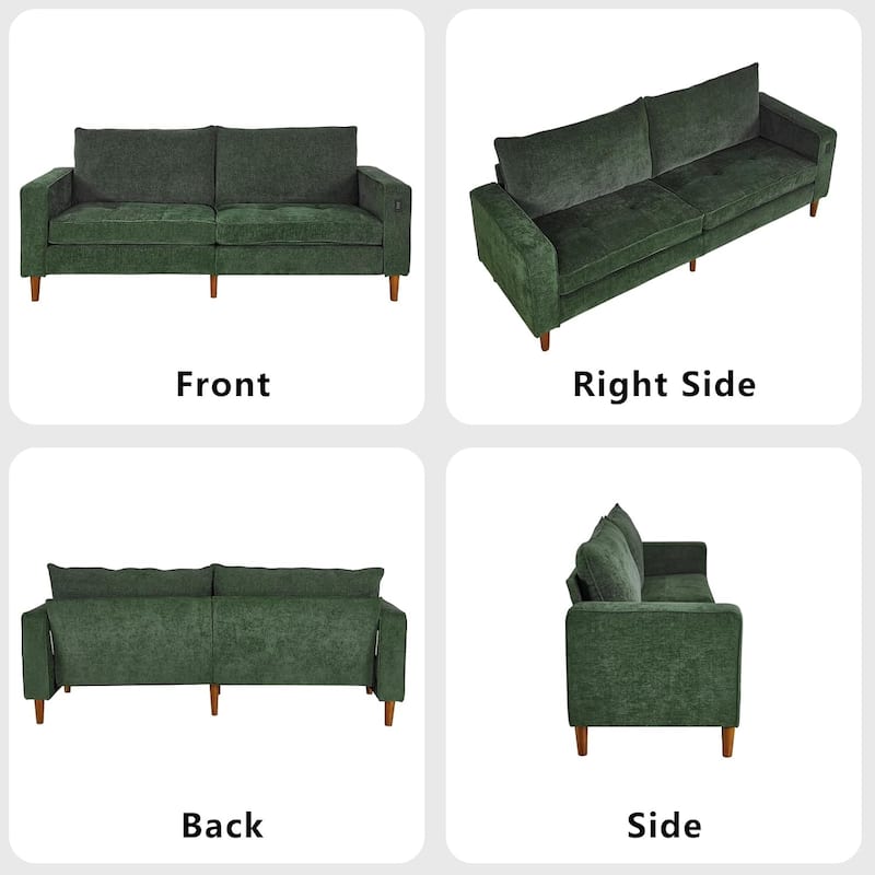 82.68'' Sofa for Living Room, Loveseat Sofa with USB/Type-C Port, Comfy Chenille Love Seat Couch with Removable Cover