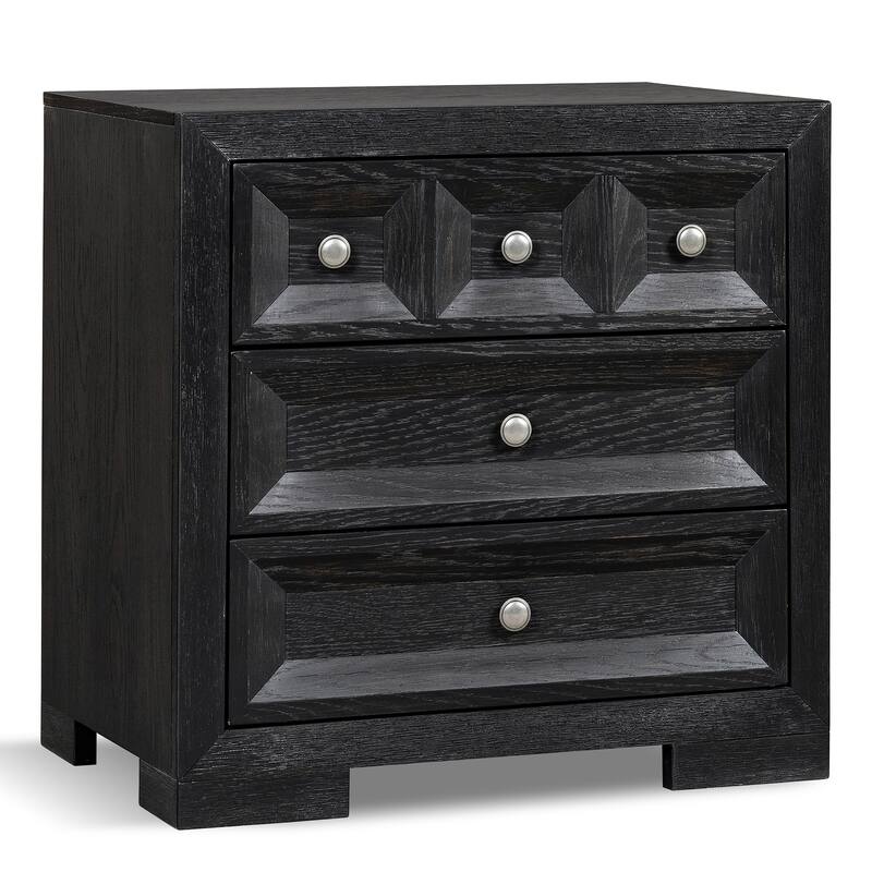 Furniture of America Durem II Modern Classic 5-Piece Solid Wood Panel Bedroom Set with 3-Drawer Nightstand