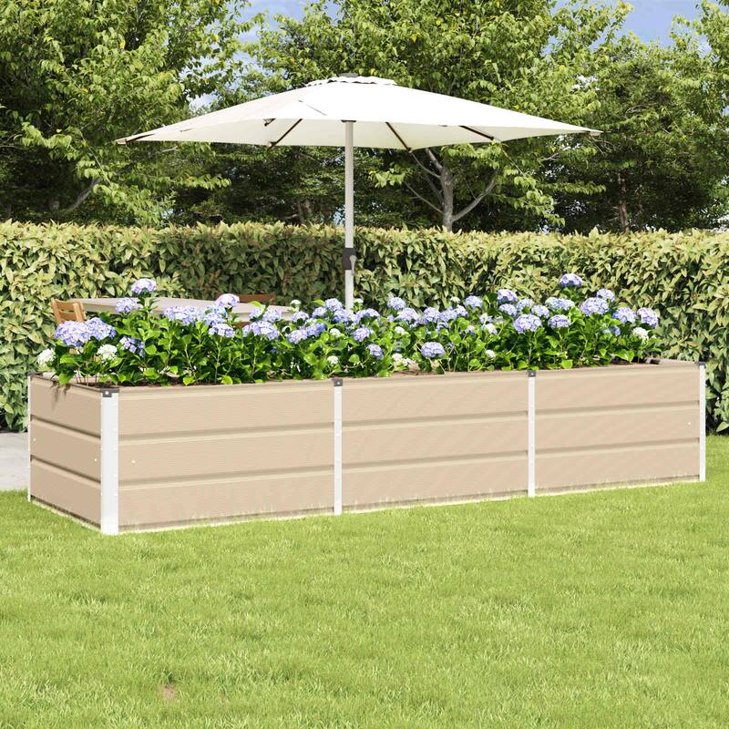 vidaXL Planter in Steel - 62.99 x 31.50 x 17.72 - Off-White - 94.49 x 31.50 x 17.72 in