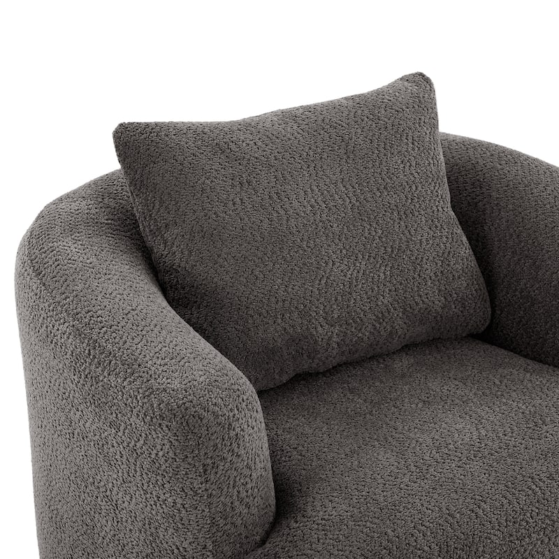 Roomfitters 360° Chenille Upholstered Swivel Barrel Chair Accent Sofa with Throw Pillow for Living Room Bedroom Office Hotel