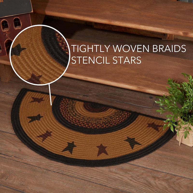 Heritage Farms Star Jute Rug Half Circle w/ Pad 16.5x33 - 16.5" x 33"