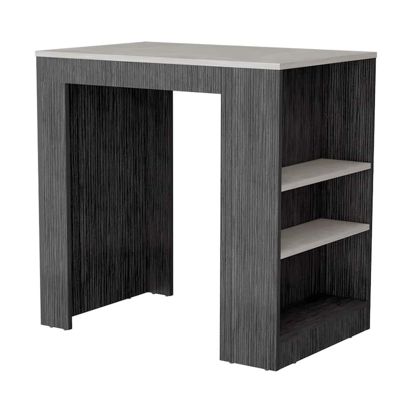 Kitchen Island, Kitchen Bar Table 36" H, 3-Side Shelves - Multicolor