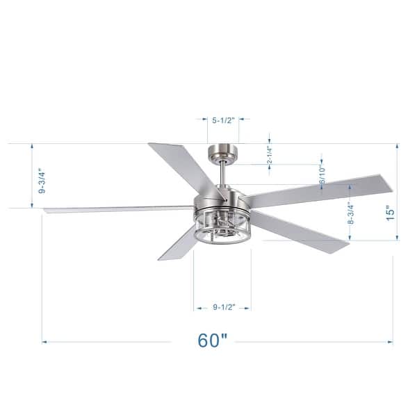 60 In Brushed Nickel Large Ceiling Fan with Light Remote(5-blade) - Bed ...