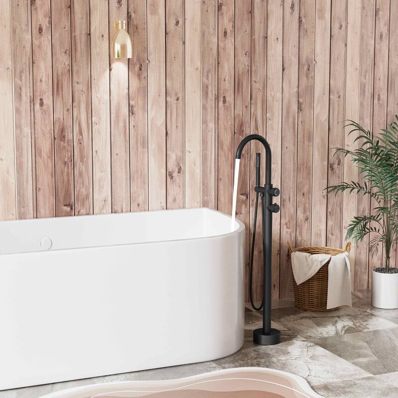 Modland Luxury Floor-Mounted Thermostatic Bathtub Faucet Freestanding with Hand Shower