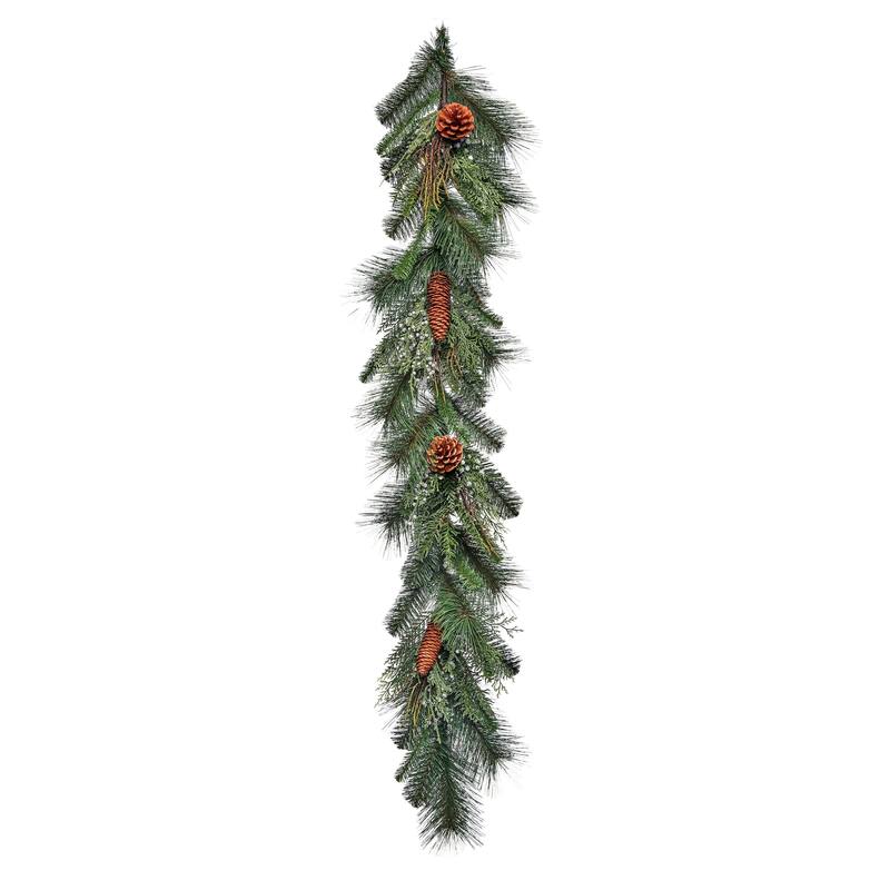 48" Juniper Berry Pine Cones Garland - Green Brown - 48-Inch