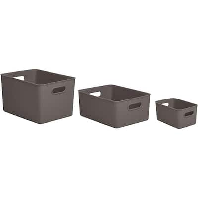 Superio Ribbed Storage Bin Set of 3 - 1 X-Large, 1 Large, 1 Medium - 11.5"W x 9"D x 15"H