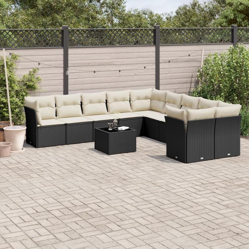 vidaXL Garden Sofa Set Black, Cream White - 21.7 x 21.7 x 14.6