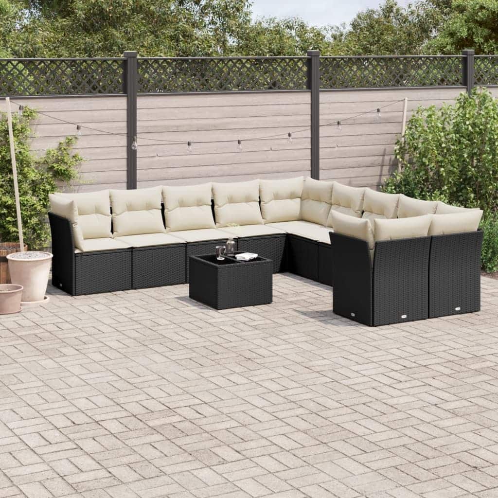 vidaXL Garden Sofa Set Black, Cream White - 21.7 x 21.7 x 14.6