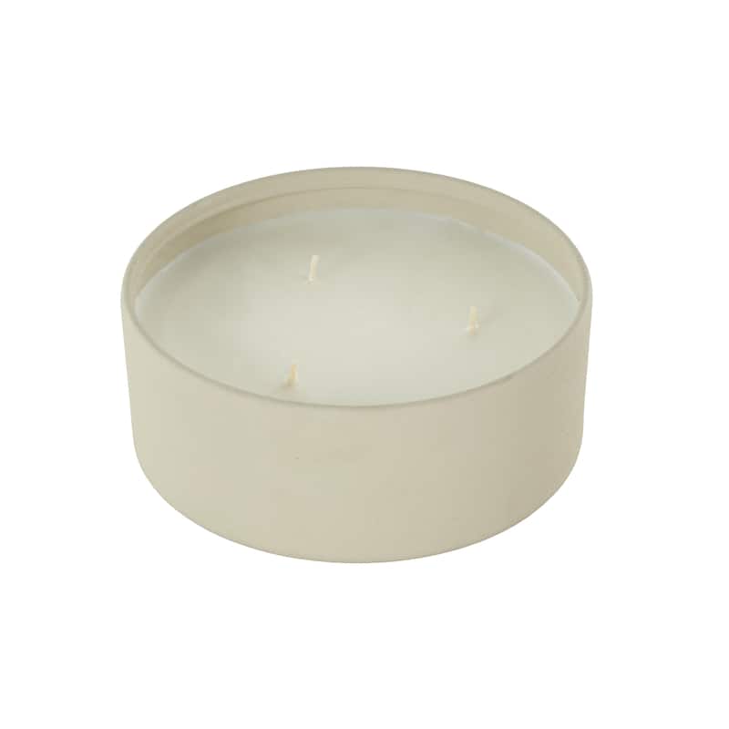 Metal Scented Textured 22oz 3 Wick Decorative Candle with White Wax - Beige, Black or Cream - Roche River Decor