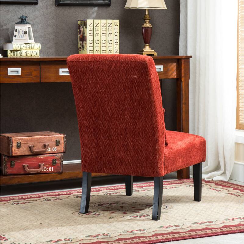 Porch & Den Vista Armless Chenille Accent Chair w/ Kidney Pillow