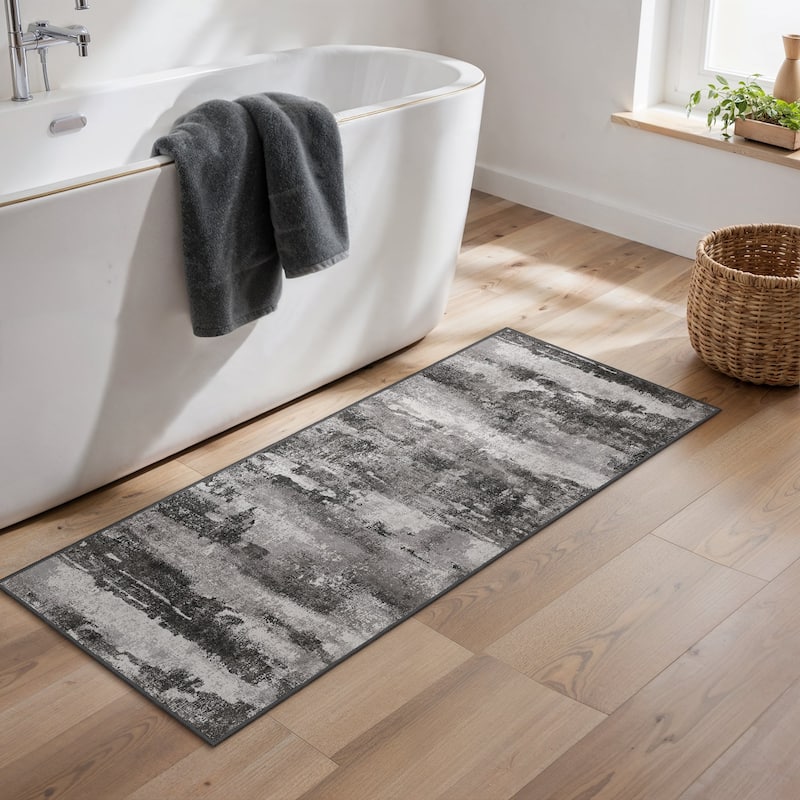 Mcow Modern Abstract Dark Soft Polyester Area Rug - 2'X5' - Black - Rectangle