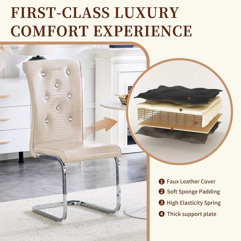 Set of 2 Dining Chair Side Chair Kitchen Chair Leisure Chair Beige Lounge Chair Office Chair Armless Chair