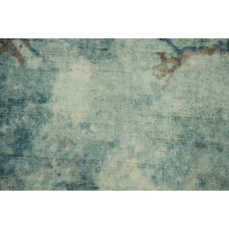 Hand-knotted Modern Silk Blue Abstract Oriental Area Rug - 7' 11'' X 4' 11''