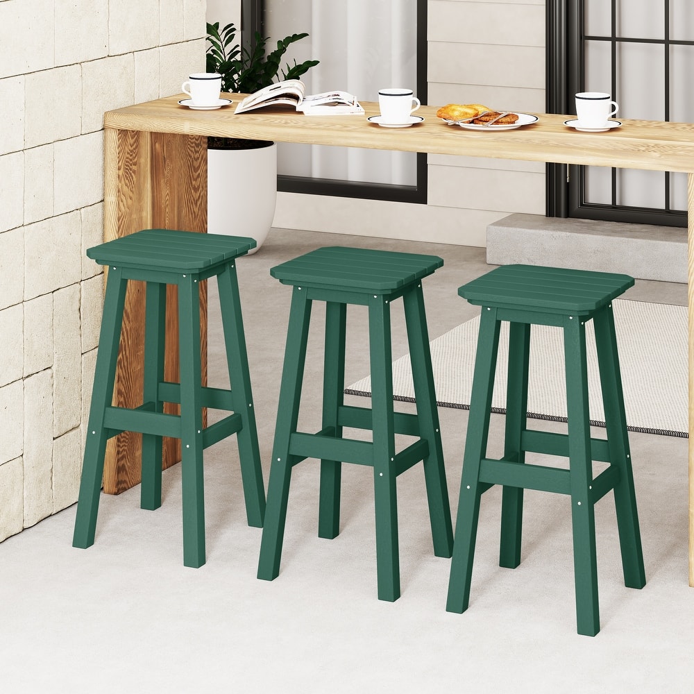 Laguna Hdpe All Weather Outdoor Patio 29" Square Bar Stool (Set Of 3)