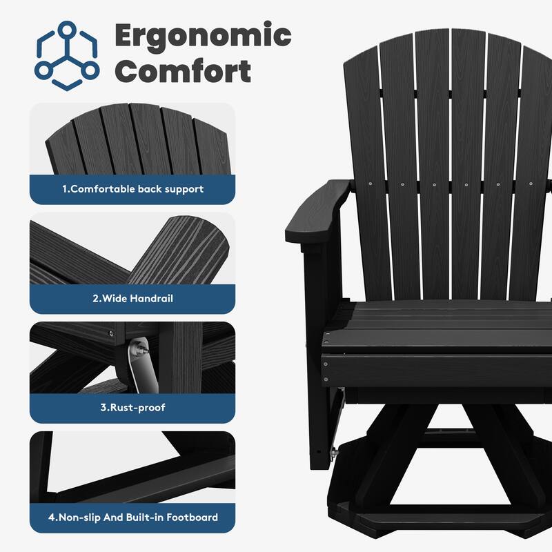 HDPE Adirondack Swivel Glider, Outdoor Patio Chair