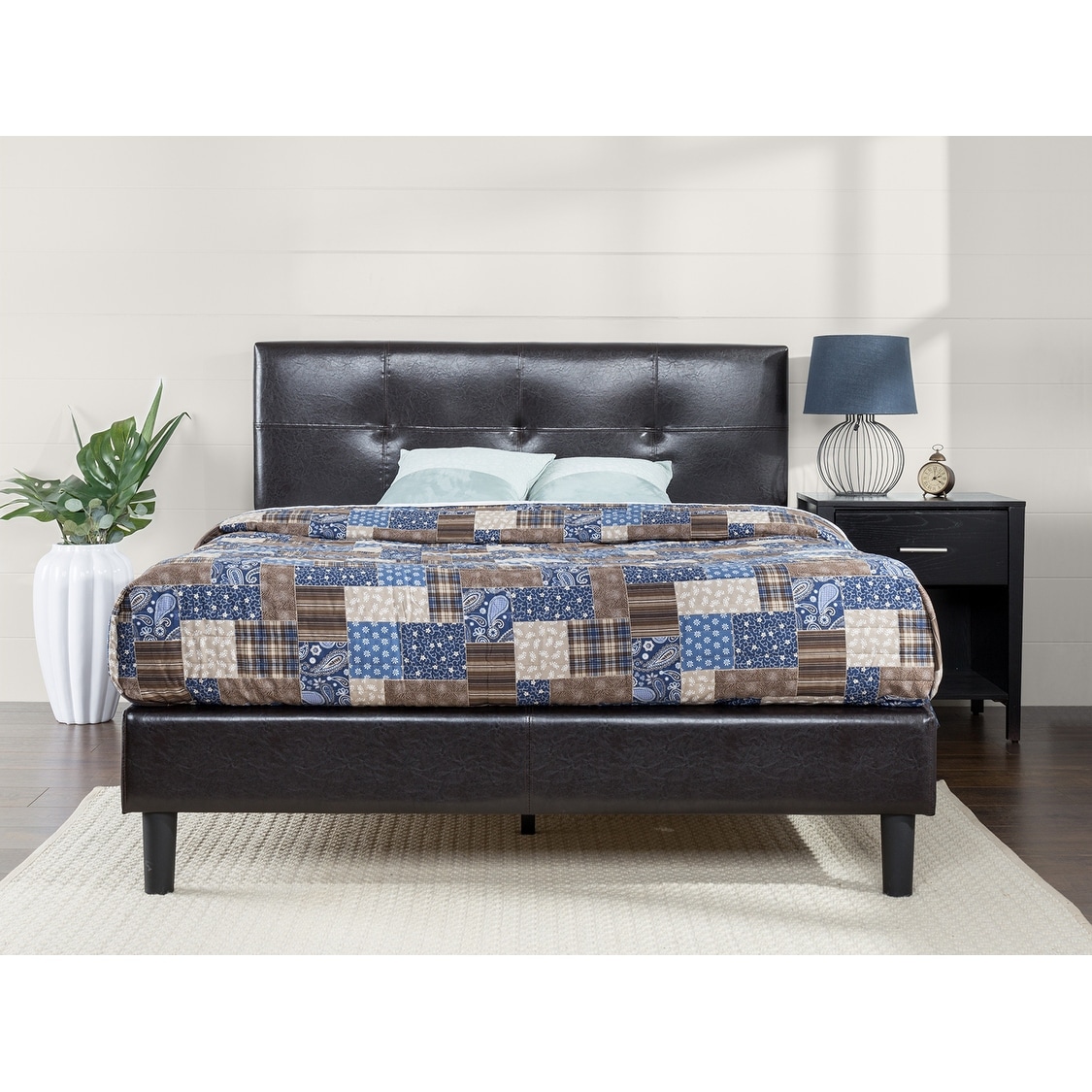 Zinus leather discount bed frame