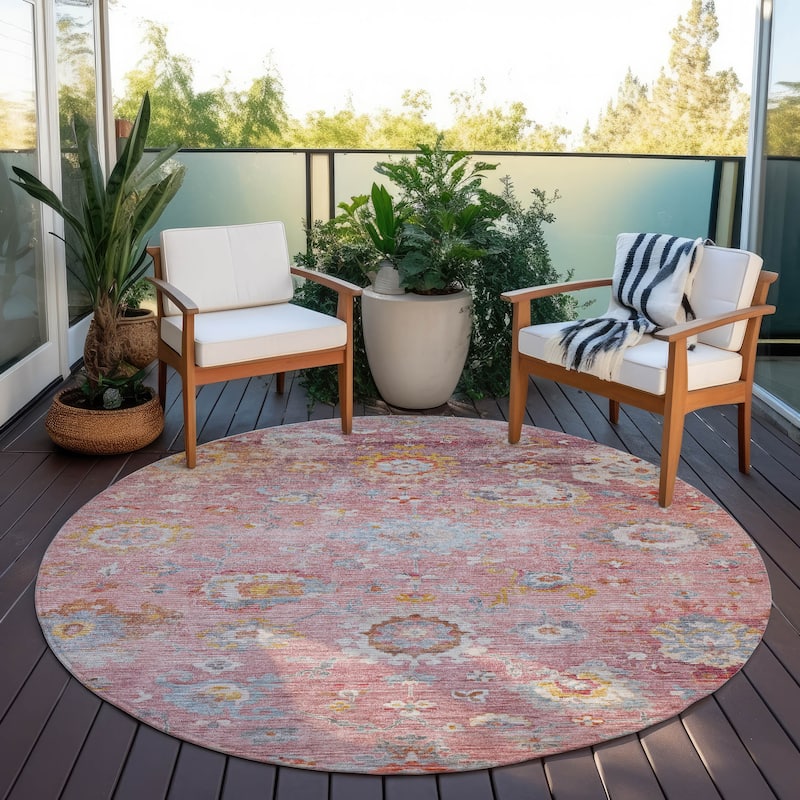 Machine Washable Indoor/ Outdoor Vintage Traditional Chantille Rug