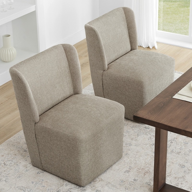 Spruce & Spring Iris Modern Upholstered Fabric Dining Chair with Casters