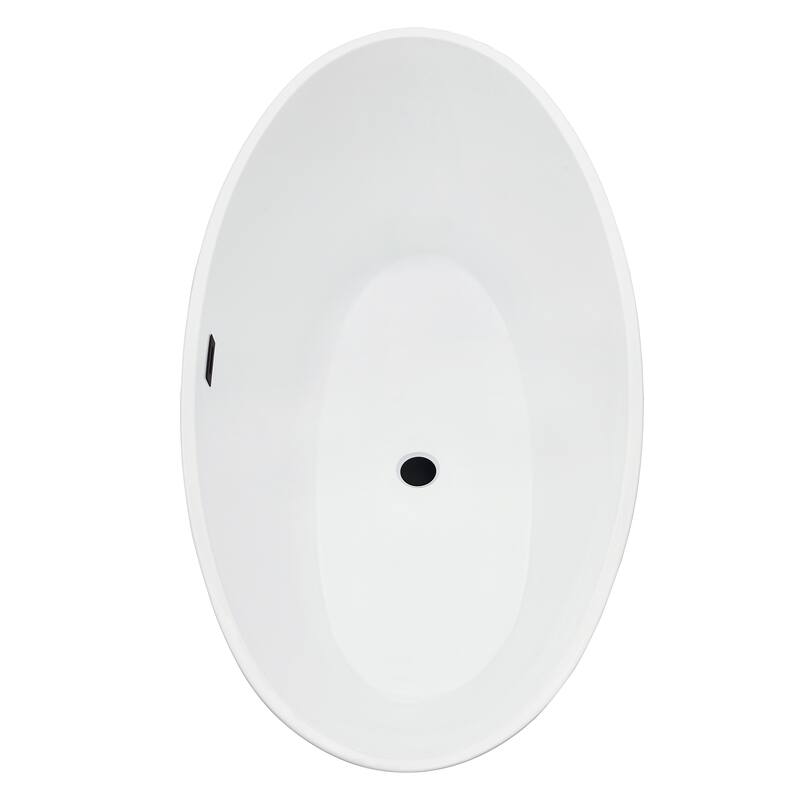 Altair Elbow 67" x 32" Flatbottom Freestanding Acrylic Soaking Bathtub in Glossy White